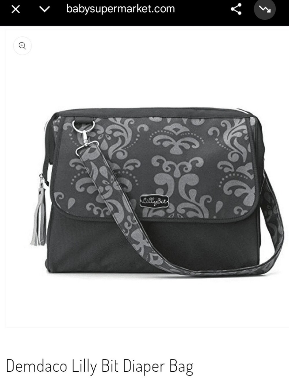 Demdaco Lilly Bit Diaper Bag Like New Damask